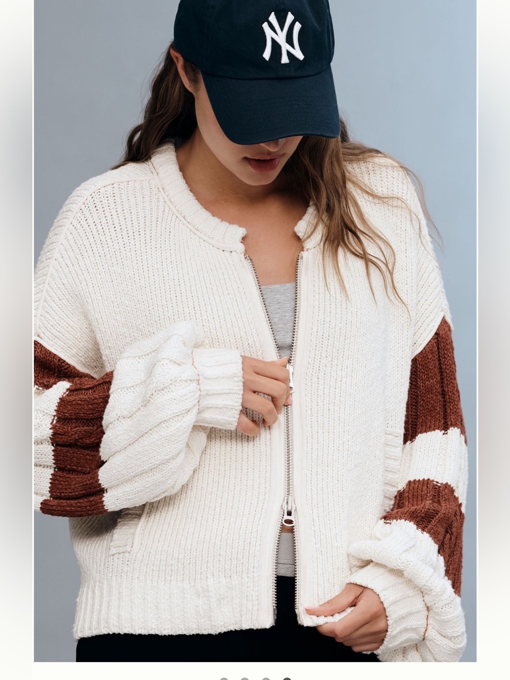 Anthropologie Pilcro Cable Knot Tiger 🐅 Icon Zip Up Sweater - Picture 4 of 15